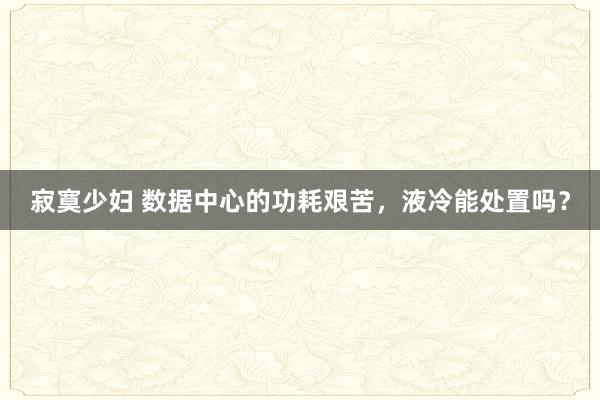 寂寞少妇 数据中心的功耗艰苦，液冷能处置吗？