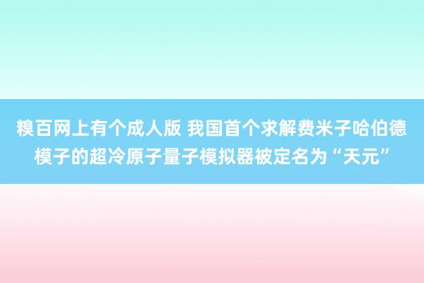 糗百网上有个成人版 我国首个求解费米子哈伯德模子的超冷原子量子模拟器被定名为“天元”