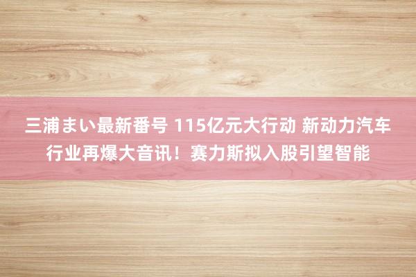 三浦まい最新番号 115亿元大行动 新动力汽车行业再爆大音讯！赛力斯拟入股引望智能