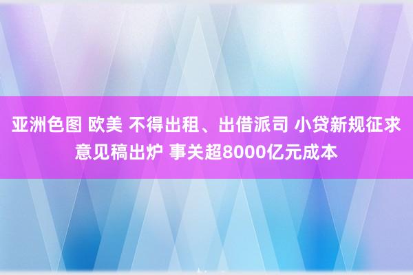 亚洲色图 欧美 不得出租、出借派司 小贷新规征求意见稿出炉 事关超8000亿元成本