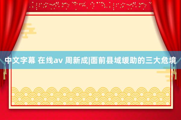 中文字幕 在线av 周新成|面前县域缓助的三大危境