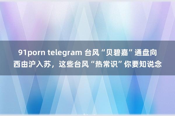 91porn telegram 台风“贝碧嘉”通盘向西由沪入苏，这些台风“热常识”你要知说念